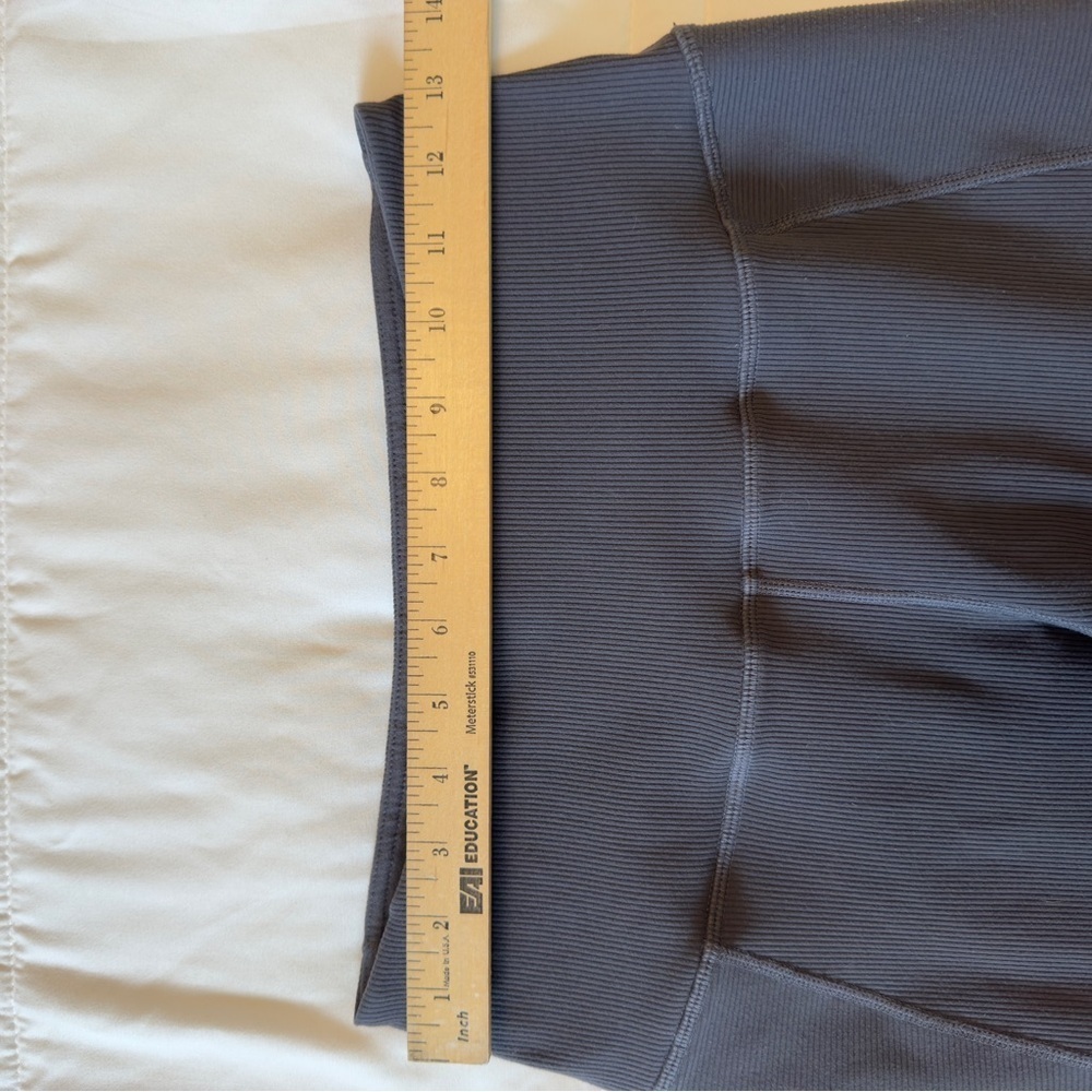 Zella moto ribbed high waist ankle leggings charcoal gray mini pocket size M - Picture 7 of 14